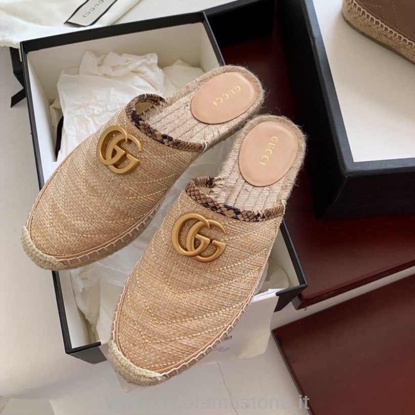 Ciabattine Espadrillas Gucci Marmont Qualità Originale Pelle Di Vitello Collezione Primavera/estate 2020 Beige