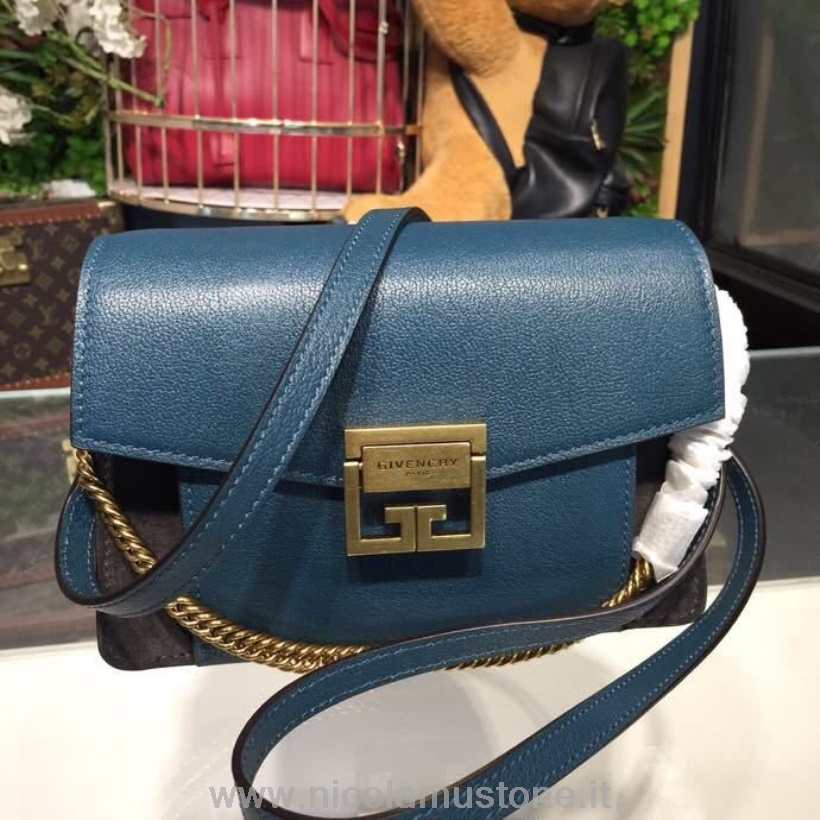 оригинално качество чанта за рамо Givenchy Gv3 22см зърнеста телешка кожа колекция пролет/лято 2018 синьо