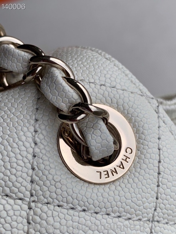 Zaino Chanel Duma Di Qualità Originale 24cm Hardware Oro Pelle Caviale Collezione Autunno/inverno 2020 Bianco