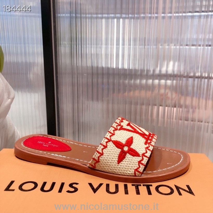 Qualità Originale Louis Vuitton Rafia Lock It Sandali Mule Collezione Primavera/estate 2021 Rossi