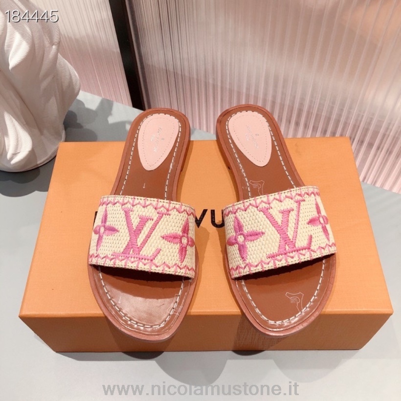 Sandali Louis Vuitton In Rafia Lock It Mule Originali Della Collezione Primavera/estate 2021 Rosa