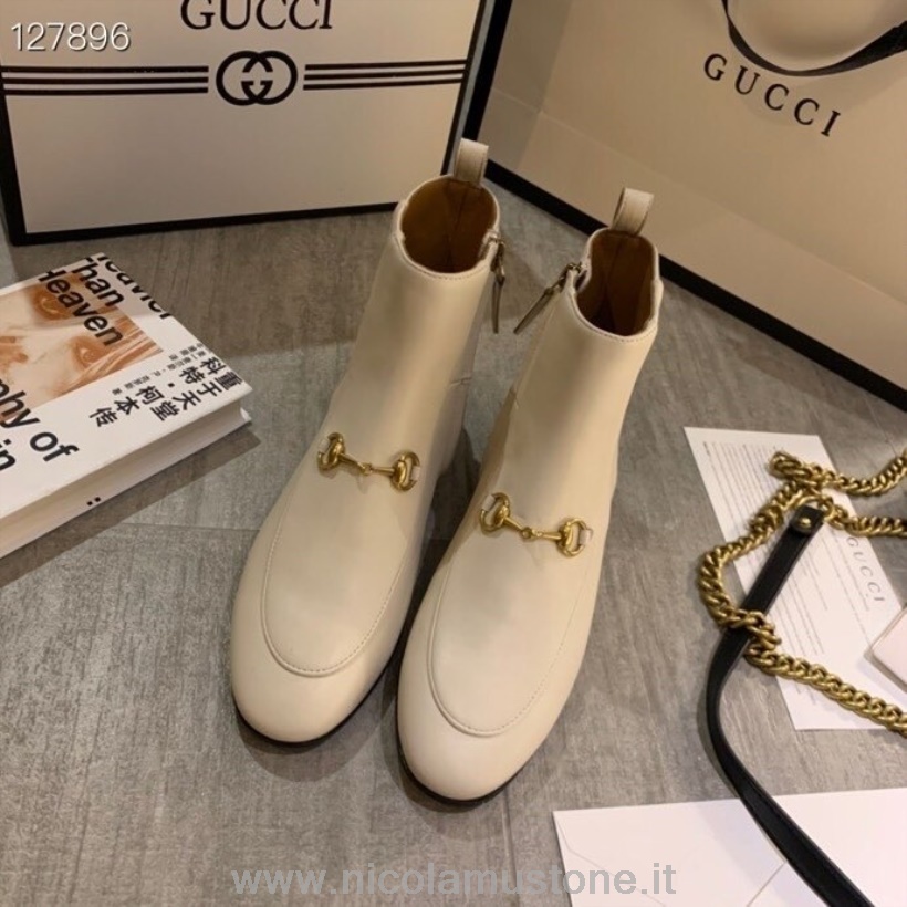Qualità Originale Gucci Jordaan Stivaletti Pelle Di Vitello Pelle Collezione Autunno/inverno 2020 Bianco