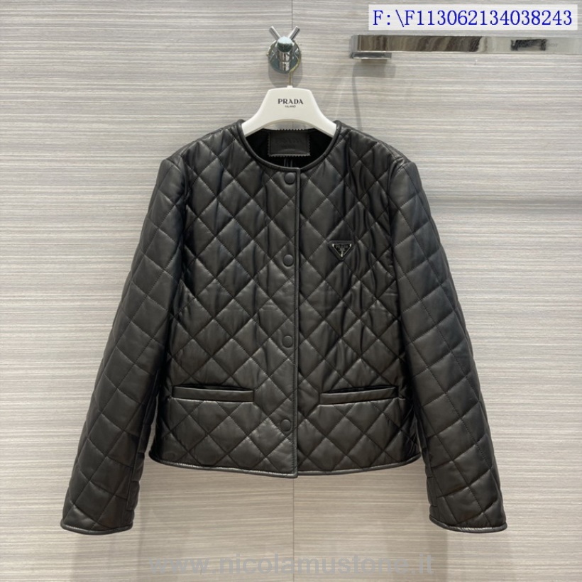 Original quality Prada Quilted Nappa Leather Coat Fall/Winter 2021 Collection Black