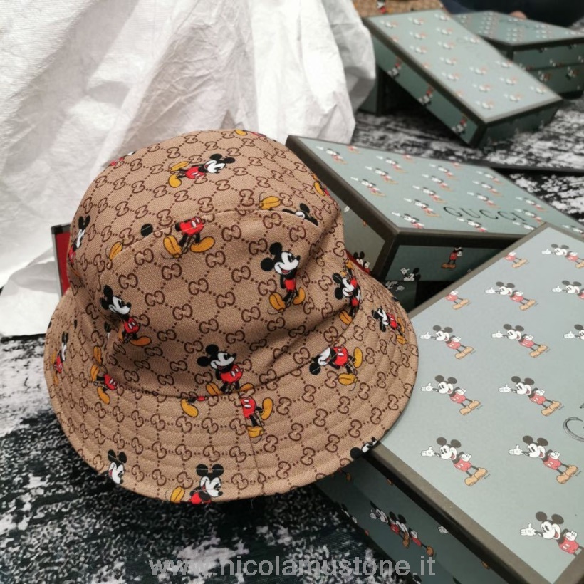 Oryginalna Jakość Gucci X Disney Mickey Mouse Bucket Hat Kolekcja Wiosna/lato 2020 Brązowy