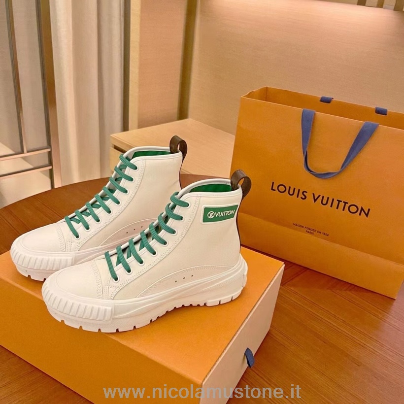 Original Quality Louis Vuitton High Top Squad Sneakers Pelle Di Vitello Pelle Collezione Autunno/inverno 2021 1a9405 Bianco/verde
