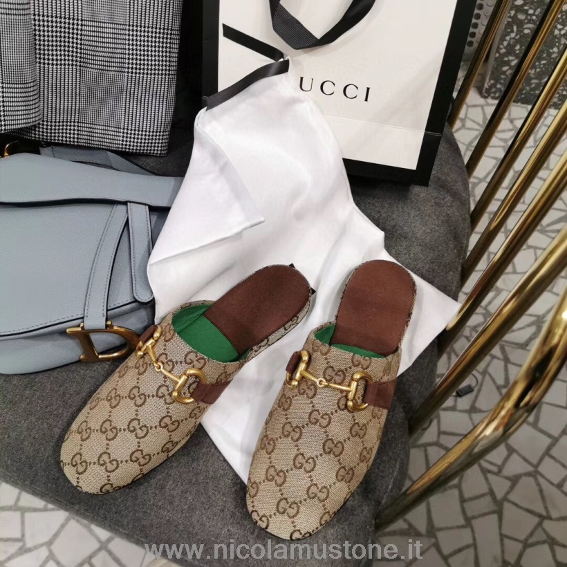 Ciabattine Gucci Pericle Con Morsetto Pelle Di Vitello Di Qualità Originale Collezione Primavera/estate 2020 Beige/ebano