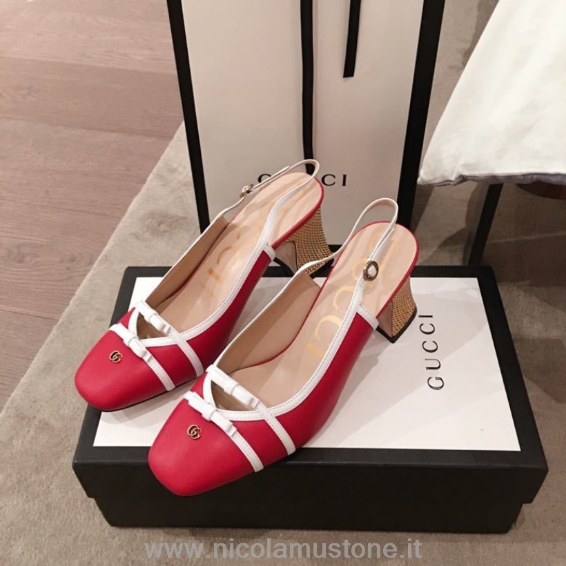 Original Quality Décolleté Gucci Bicolore Con Fiocco Pelle Di Vitello Collezione Primavera/estate 2020 Rosso/bianco