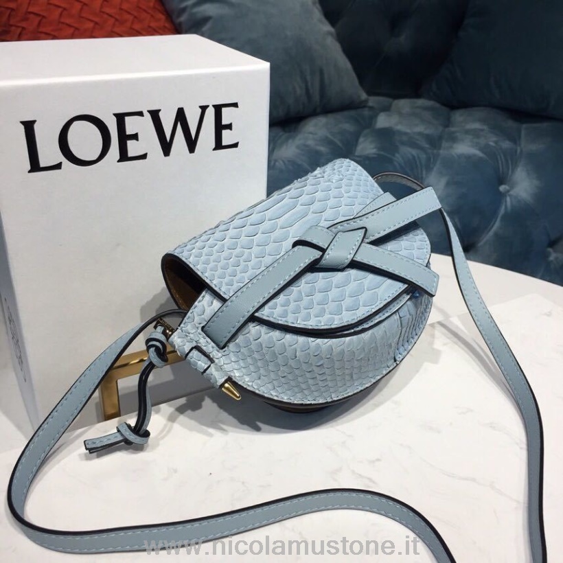 Qualità Originale Loewe Gate Mini Borsa A Tracolla 20cm Pelle Di Pitone Collezione Primavera/estate 2019 Blu