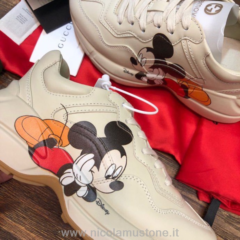 Original Quality Sneakers Gucci X Disney Rhyton Dad 602048 Pelle Di Vitello Collezione Primavera/estate 2020 Bianco