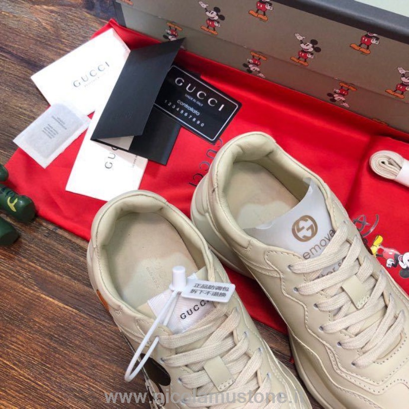 Original Quality Sneakers Gucci X Disney Rhyton Dad 602048 Pelle Di Vitello Collezione Primavera/estate 2020 Bianco