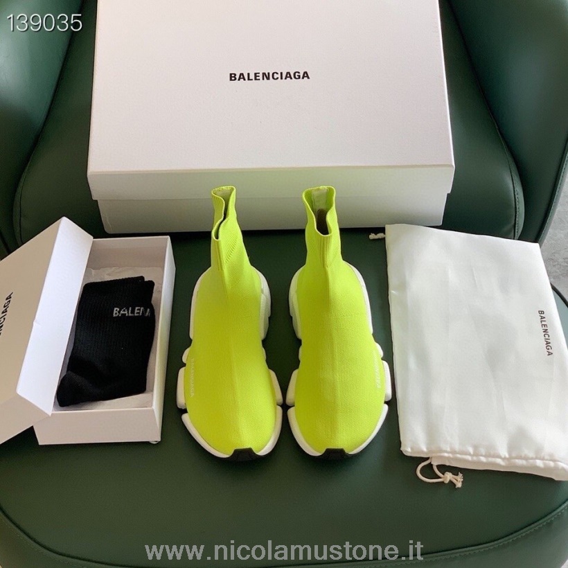 Qualità Originale Balenciaga Speed 20 Sneakers Calzino In Maglia Collezione Autunno/inverno 2020 Giallo Neon/bianco