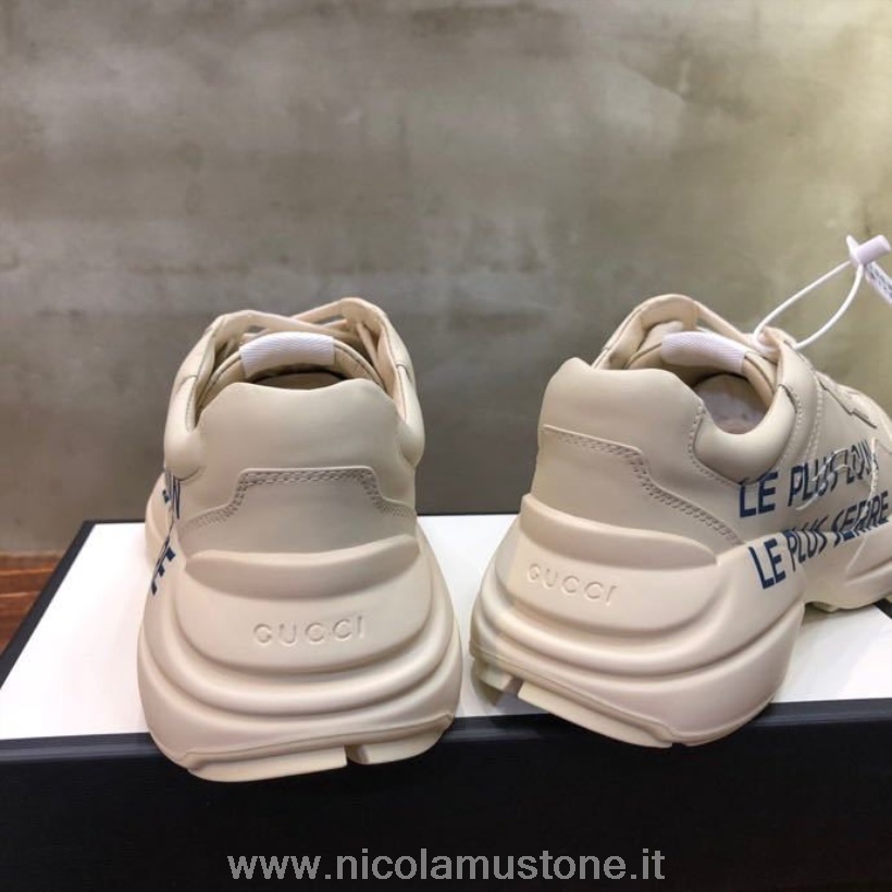 Qualità Originale Gucci Le Plus Loin Rhyton Dad Sneakers 619896 Pelle Di Vitello Collezione Primavera/estate 2020 Bianco Sporco