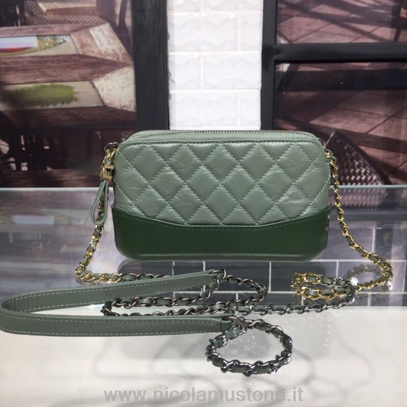 Qualità Originale Chanel Gabrielle Mini Borsa Hobo 18 Cm Hardware Oro Pelle Di Agnello Autunno/inverno Act 1 2018 Collezione Verde