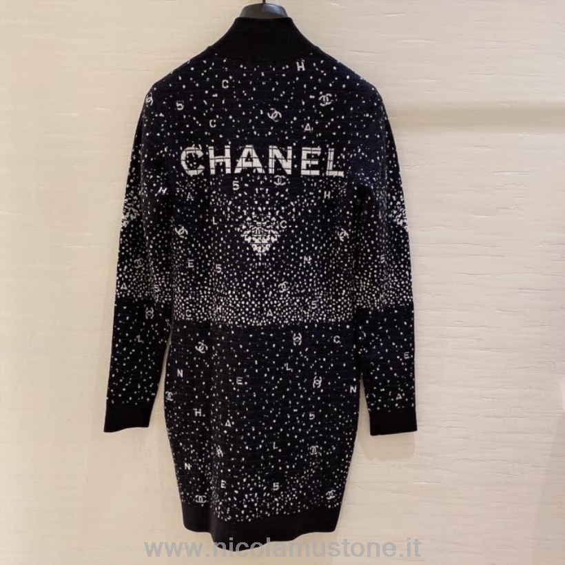 Abito In Maglia Chanel Di Qualità Originale Collezione Autunno/inverno 2020 Nero/bianco