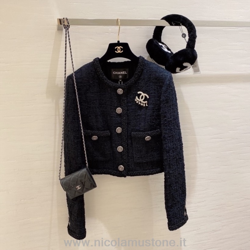 Giacca In Tweed Da Donna Chanel Di Qualità Originale Collezione Autunno/inverno 2020 Nera
