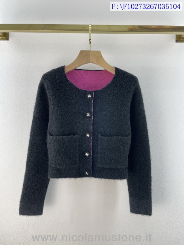 Giacca Maglione Cropped In Lana Chanel Di Qualità Originale Collezione Autunno/inverno 2021 Nera