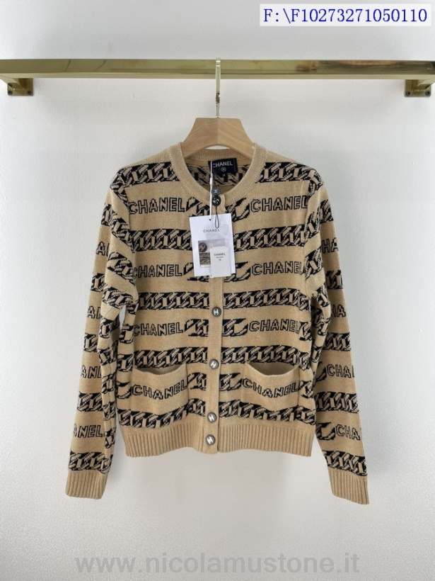 Giacca Maglione In Cashmere Con Logo Chanel Di Qualità Originale Collezione Autunno/inverno 2021 Beige