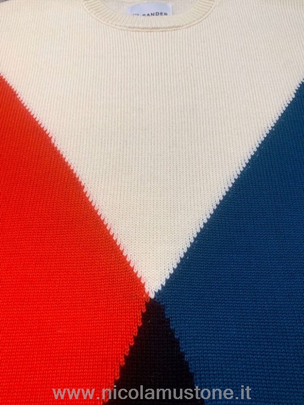 Maglia Jil Sander Colorblock Di Qualità Originale Collezione Primavera/estate 2022 Bianco/rosso/blu
