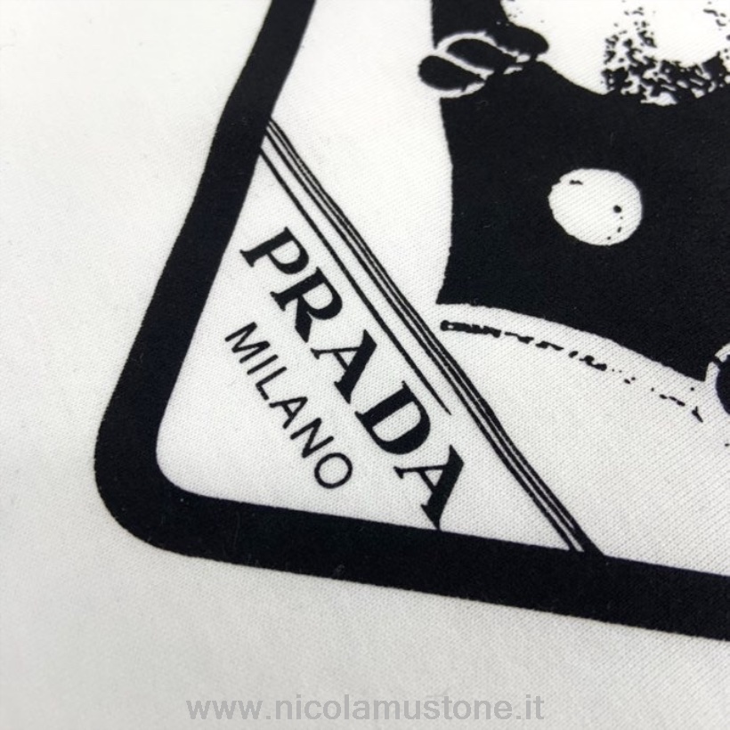 T-shirt Oversize A Maniche Corte Con Logo Prada Di Qualità Originale Collezione Primavera/estate 2022 Bianca