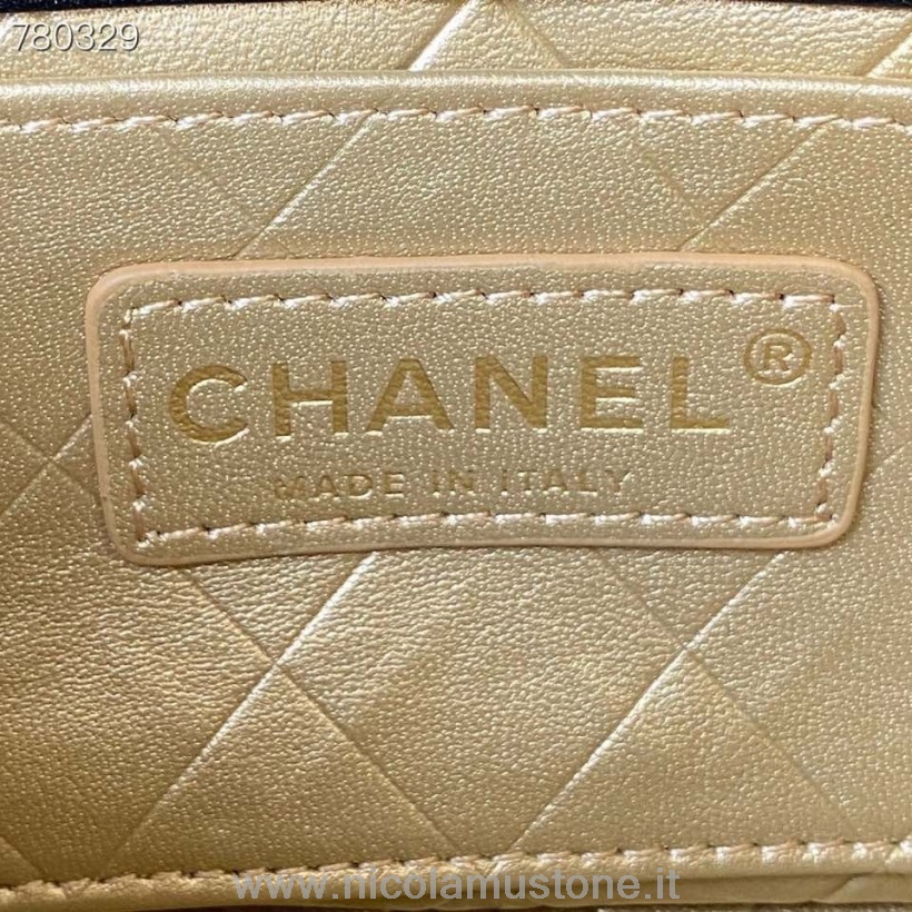Qualità Originale Chanel Cc Borsa Con Patta Impreziosita 20cm As2978 Hardware Oro Collezione Autunno/inverno 2021 Nero
