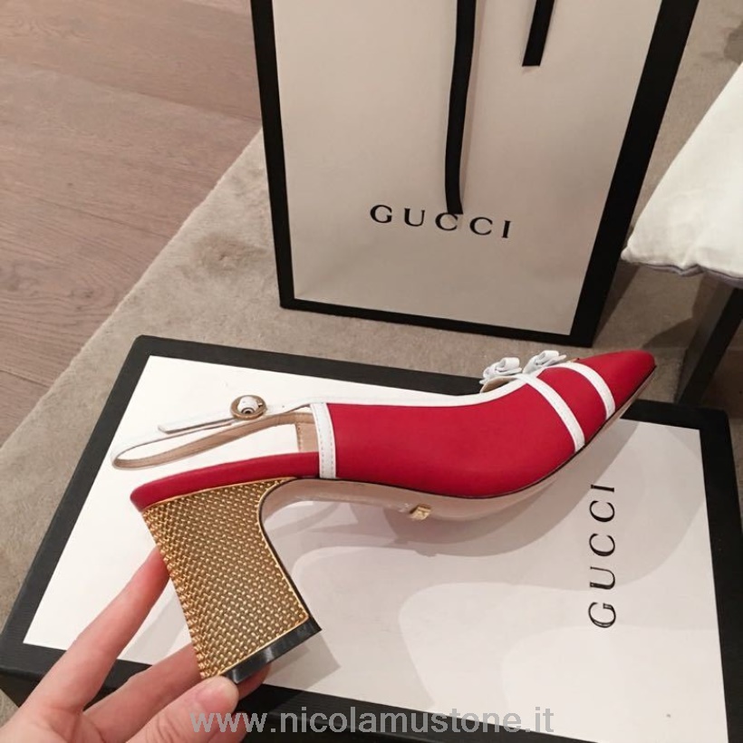 Original Quality Décolleté Gucci Bicolore Con Fiocco Pelle Di Vitello Collezione Primavera/estate 2020 Rosso/bianco