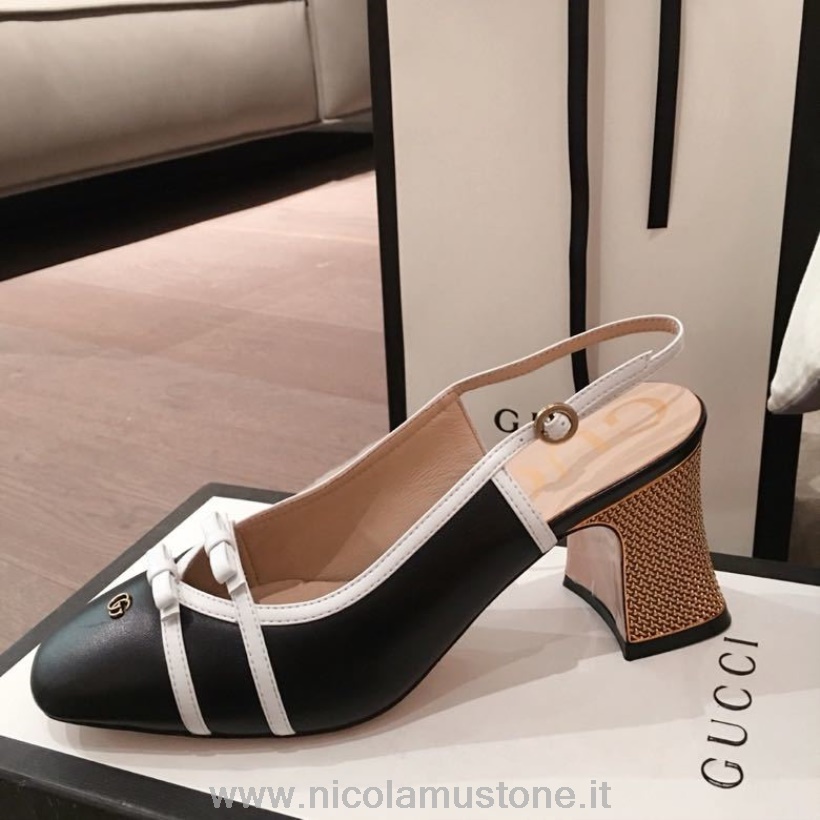 Qualità Originale Gucci Décolleté Bicolore Con Fiocco Pelle Di Vitello Collezione Primavera/estate 2020 Nero/bianco