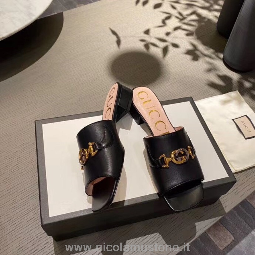 Qualità Originale Gucci Sandali Zumi Slide 602415 Pelle Vitello Collezione Primavera/estate 2020 Nero