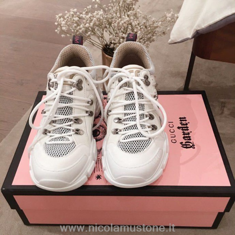 Qualità Originale Sneakers Gucci Flashtrek Gg Pelle Di Vitello Collezione Primavera/estate 2020 Bianche
