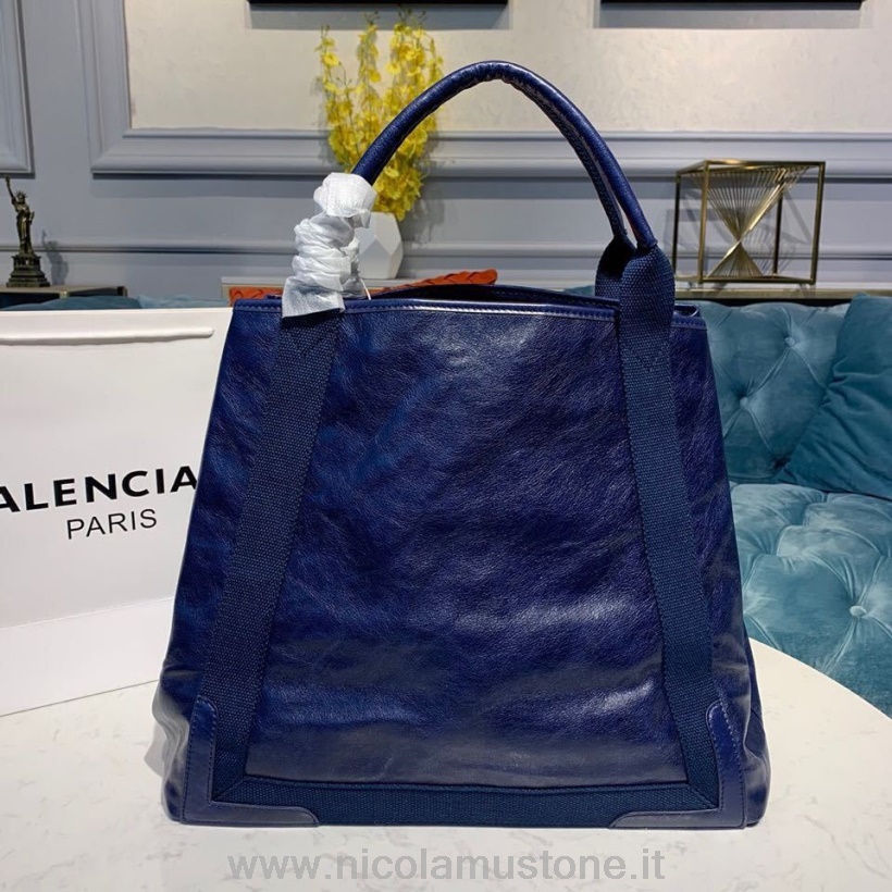 Qualità Originale Balenciaga Cabas Shopping Tote Bag 40cm Pelle Di Agnello Collezione Primavera/estate 2019 Blu Navy
