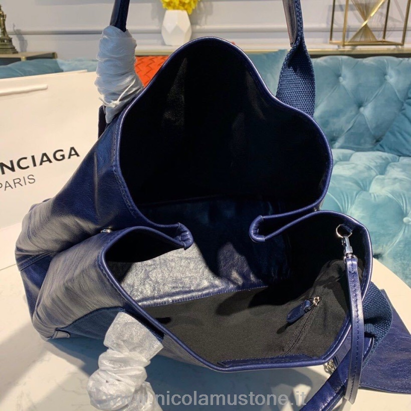 Qualità Originale Balenciaga Cabas Shopping Tote Bag 40cm Pelle Di Agnello Collezione Primavera/estate 2019 Blu Navy
