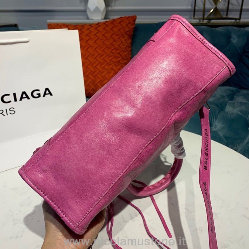 Qualità Originale Balenciaga Graffiti Classic City Bag 30 Cm Hardware Argento Pelle Di Agnello Collezione Primavera/estate 2019 Rosa Rosa