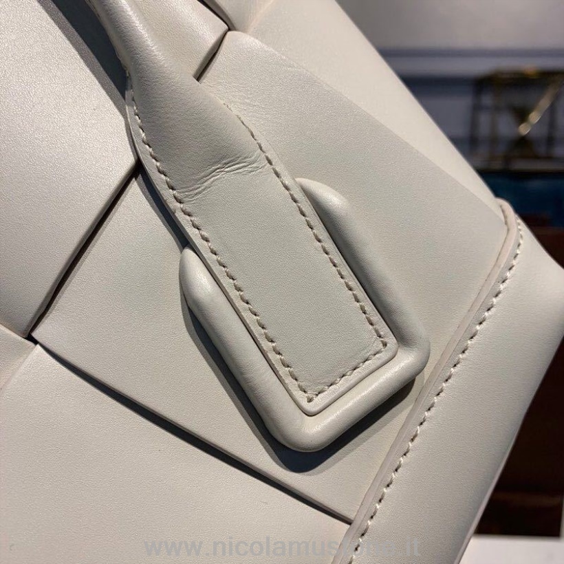 Qualità Originale Bottega Veneta Arco 33 Mini Borsa 22 Cm Maxi Tessuto Pelle Di Vitello Hardware Ottone Collezione Autunno/inverno 2019 Bianco