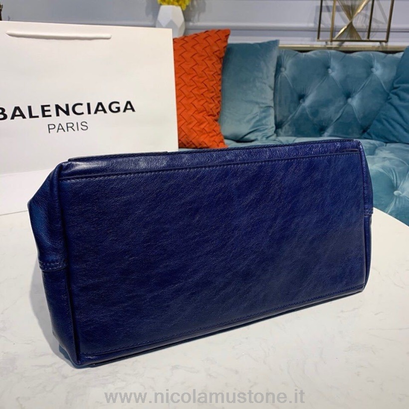 حقيبة تسوق Balenciaga Cabas بجودة أصلية 35 سم من جلد الخراف لربيع وصيف 2019 مجموعة كحلي