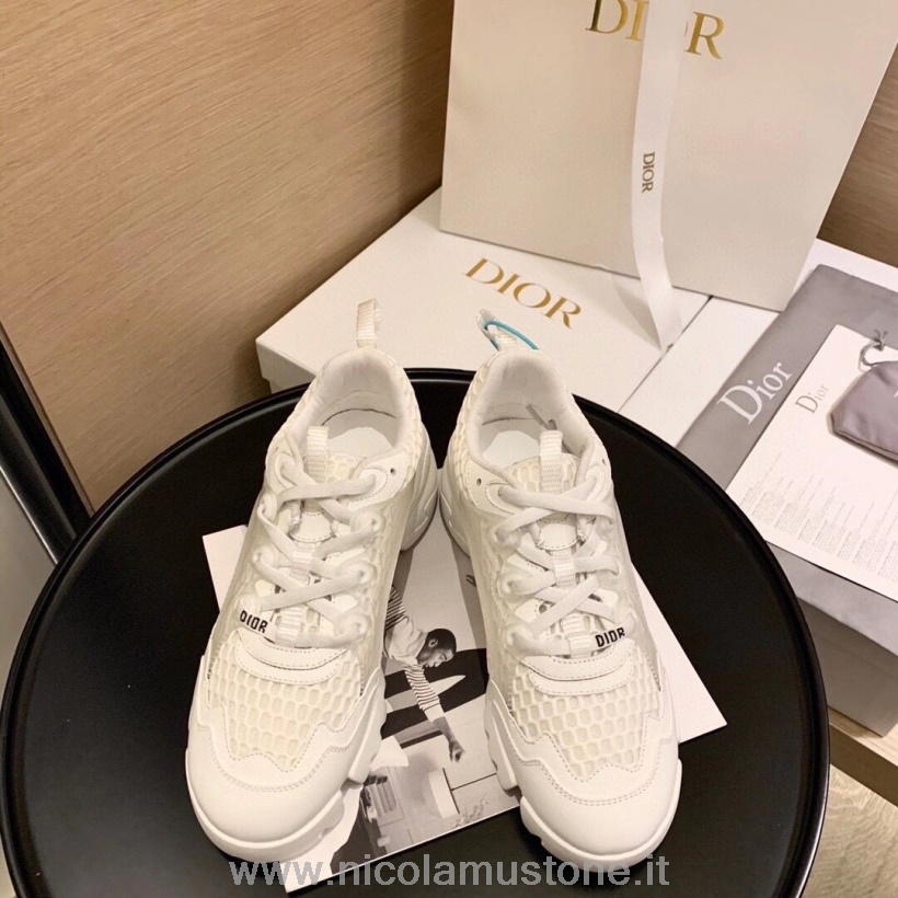 Qualità Originale Christian Dior D-connect Sneakers In Rete In Neoprene Pelle Di Vitello Pelle Collezione Autunno/inverno 2020 Bianco
