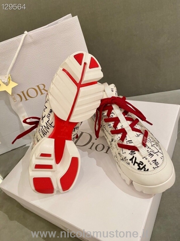 Qualità Originale Christian Dior Dioramour D-connect Sneakers Neoprene Pelle Di Vitello Pelle Collezione Autunno/inverno 2020 Bianco/rosso