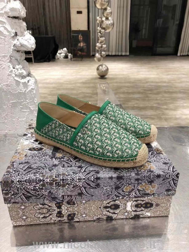 Qualità Originale Christian Dior Espadrillas Oblique Vintage Pelle Di Vitello Collezione Primavera/estate 2021 Verde