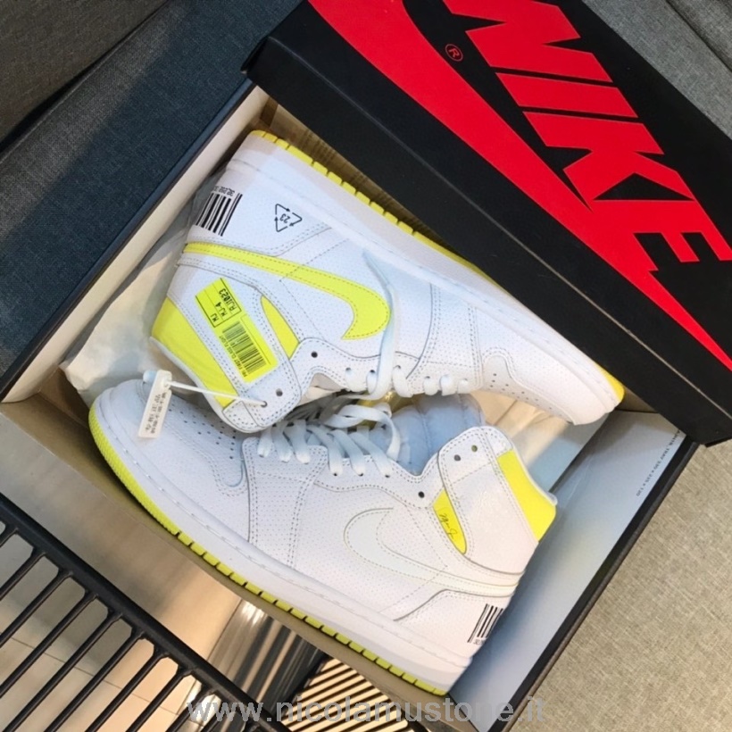 Qualità Originale Nike Air Jordan 1 Retro Aj1 Bannato Gs Mens Sneakers Giallo/bianco