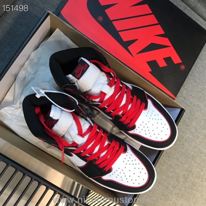 Qualità Originale Nike Air Jordan 1 Retro Aj1 Bannato Gs Mens Sneakers Nero/bianco/rosso