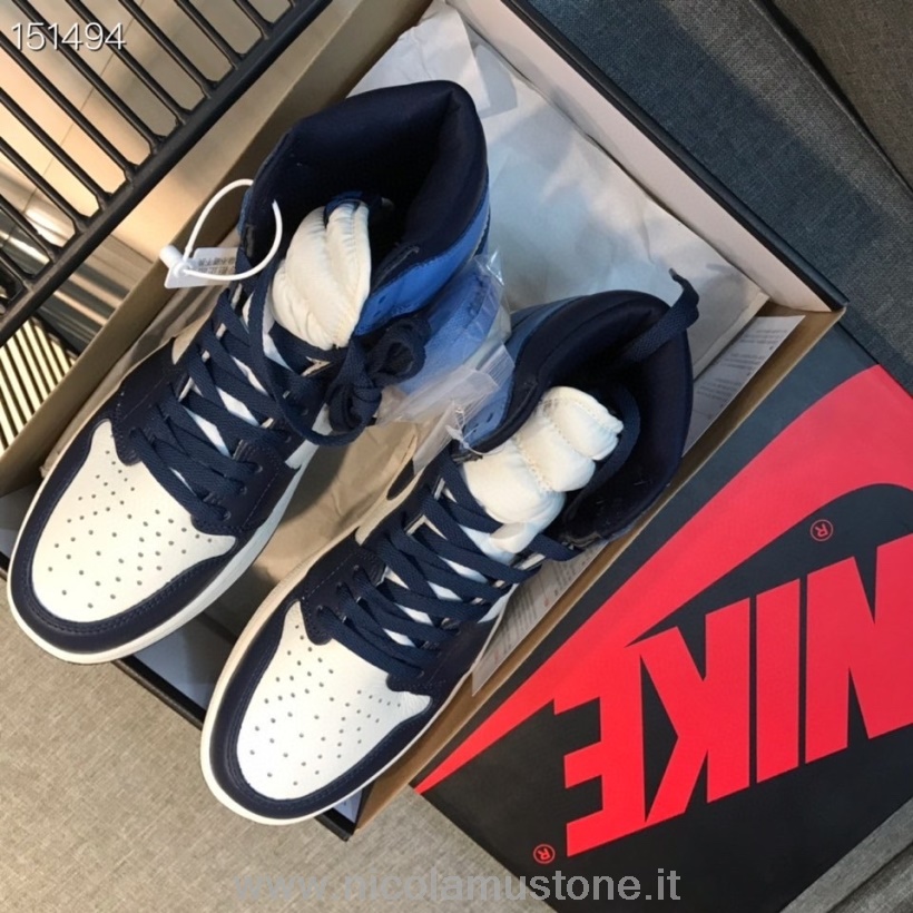 Qualità Originale Nike Air Jordan 1 Retro Aj1 X Banned Gs Mens Sneakers Blu/bianco/nero