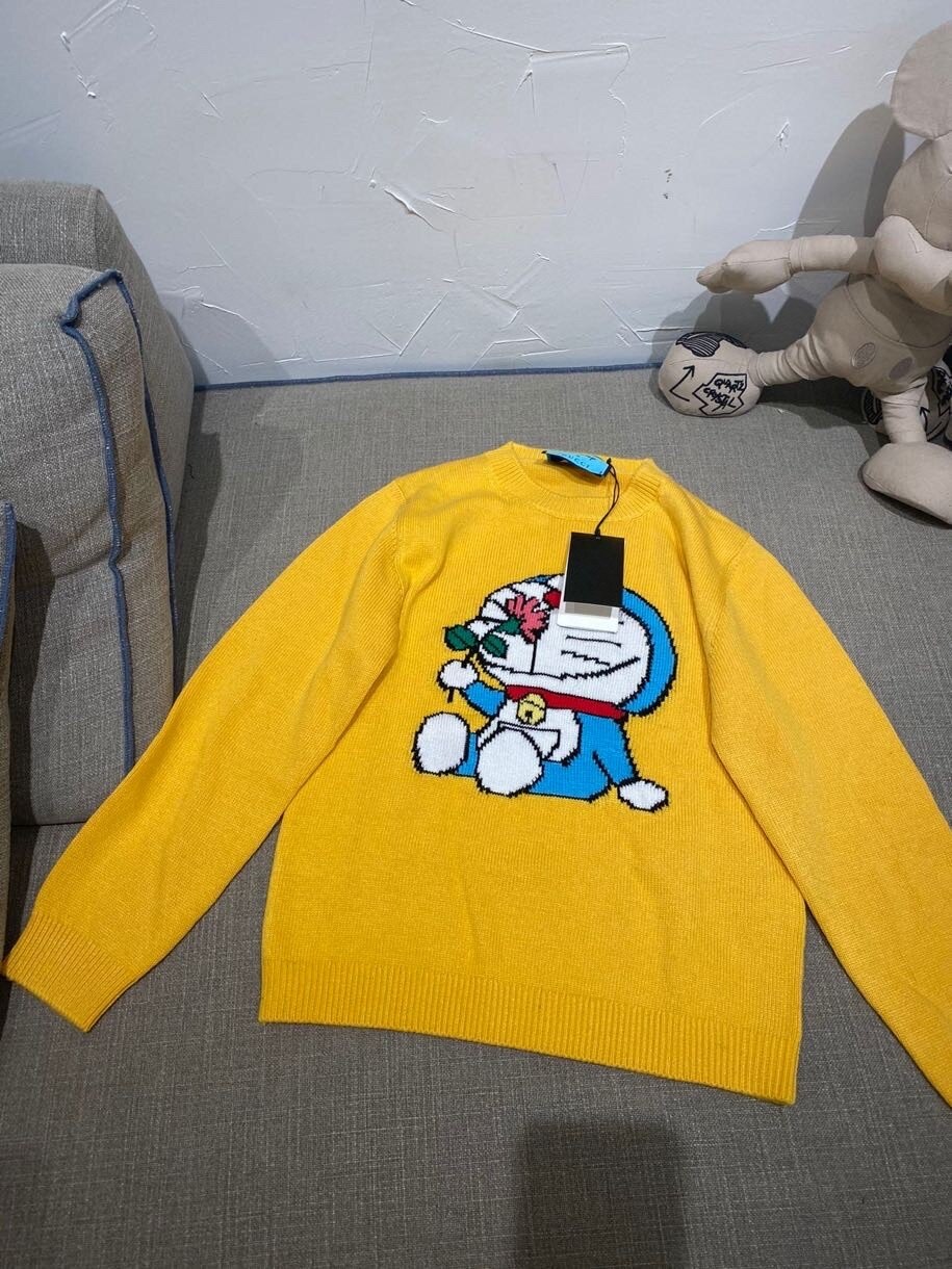Qualità Originale Gucci X Doraemon Maglione Donna In Lana Collezione Autunno/inverno 2020 Giallo
