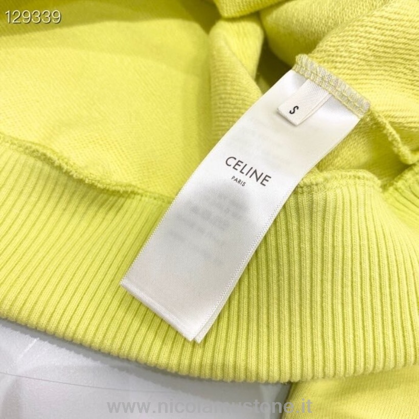 Qualità Originale Celine Logo Pullover Felpa Con Cappuccio Collezione Autunno Inverno 2020 Giallo