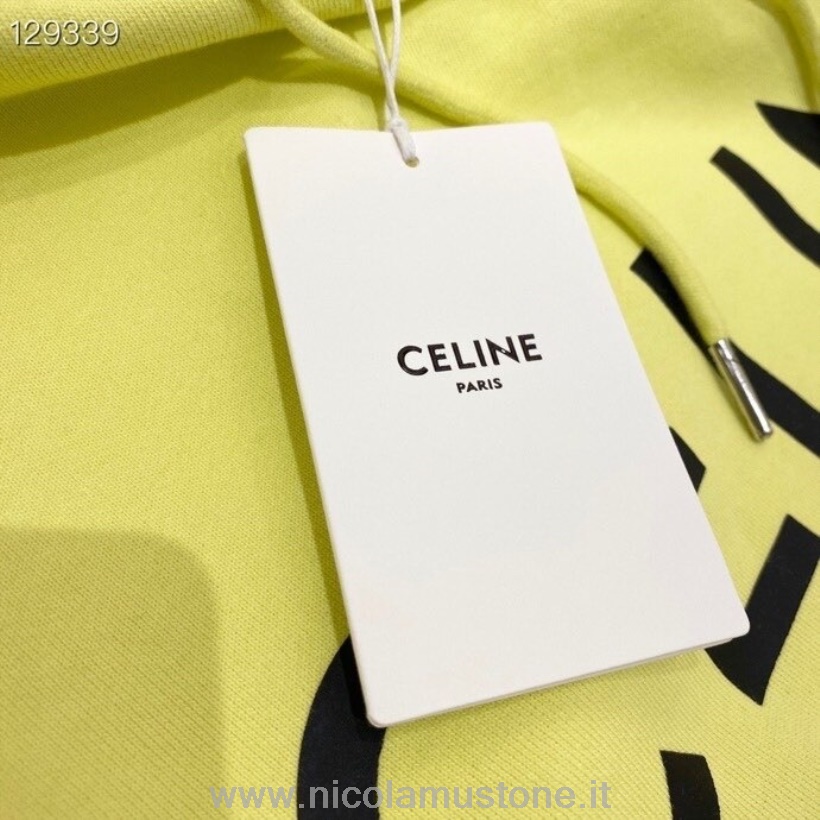 Qualità Originale Celine Logo Pullover Felpa Con Cappuccio Collezione Autunno Inverno 2020 Giallo