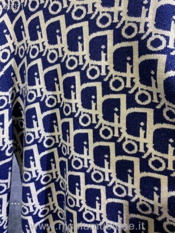 Qualità Originale Christian Dior Cardigan Motivo Obliquo Da Donna Maglione Autunno/inverno 2020 Collezione Blu Navy