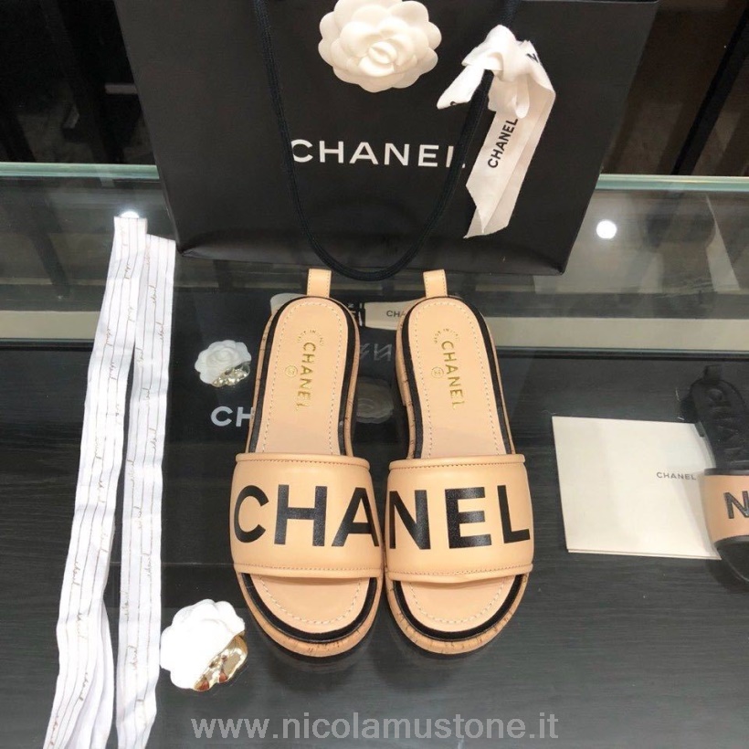 Sandali Chanel Mule Di Qualità Originale Pelle Di Vitello Pelle Di Vitello Collezione Primavera/estate 2020 Act 2 Beige