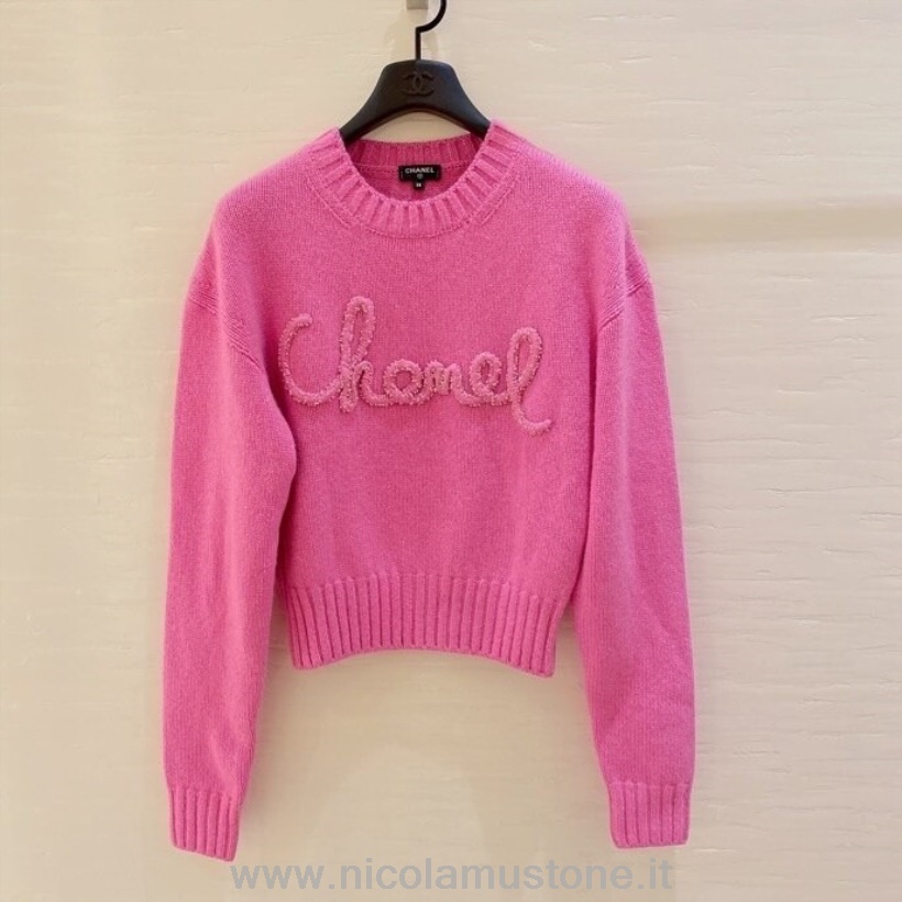 оригинално качество Chanel дамски бродерия с бродерия плетен пуловер есен/зима колекция 2020 розово