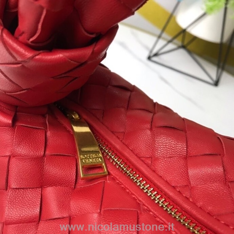 оригинално качество Bottega Veneta тъкана мини чанта за джоди 24см телешка кожа колекция пролет/лято 2020 червено
