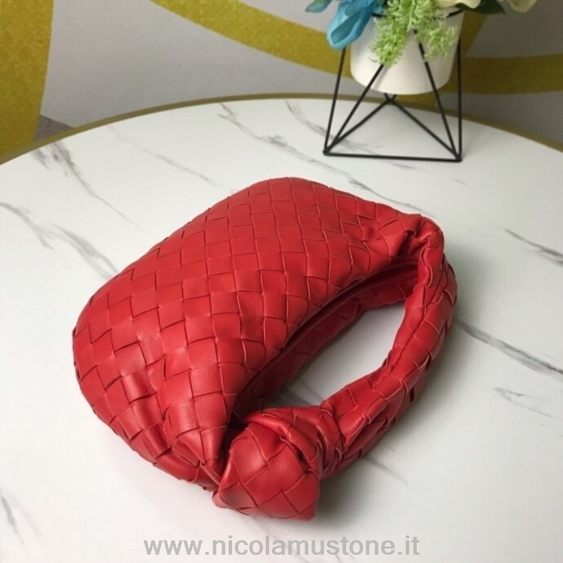 оригинално качество Bottega Veneta тъкана мини чанта за джоди 24см телешка кожа колекция пролет/лято 2020 червено