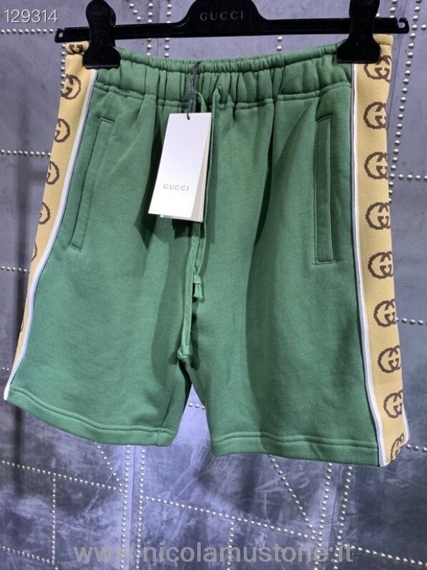 оригинално качество къси панталони с лого на Gucci Gg унисекс колекция есен/зима 2020 зелени