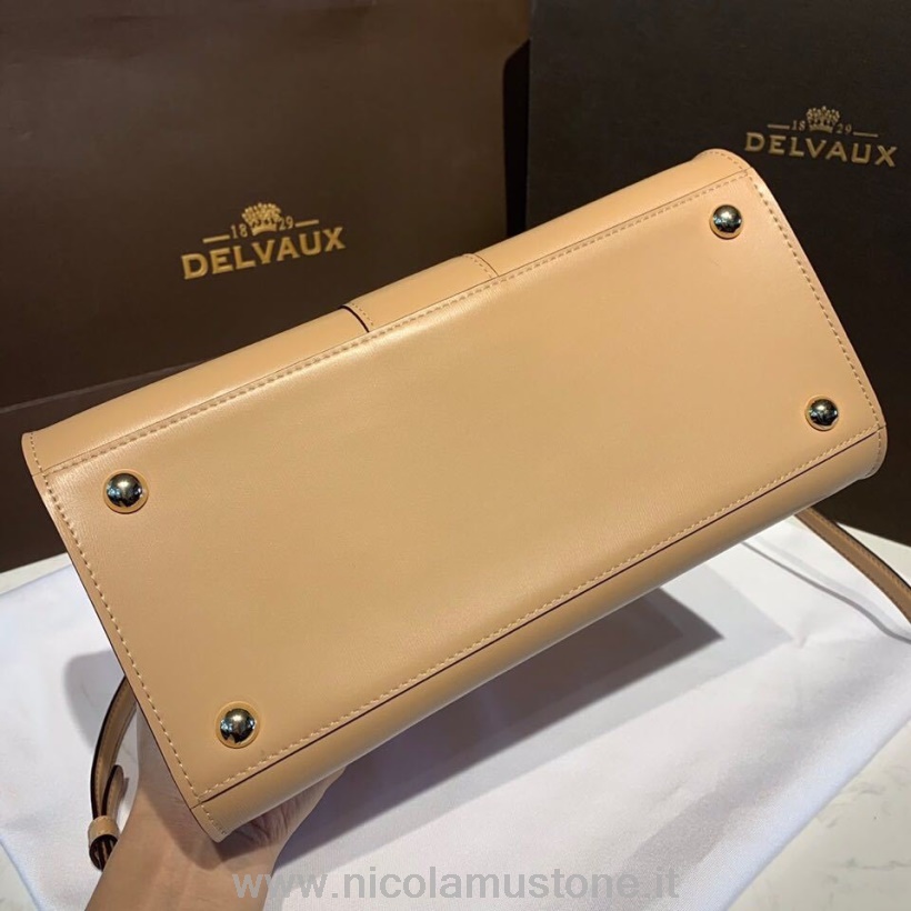 оригинално качество Delvaux Brillant Mm капак на чанта 28см чанта телешка кожа златен хардуер колекция есен/зима 2019 бежово