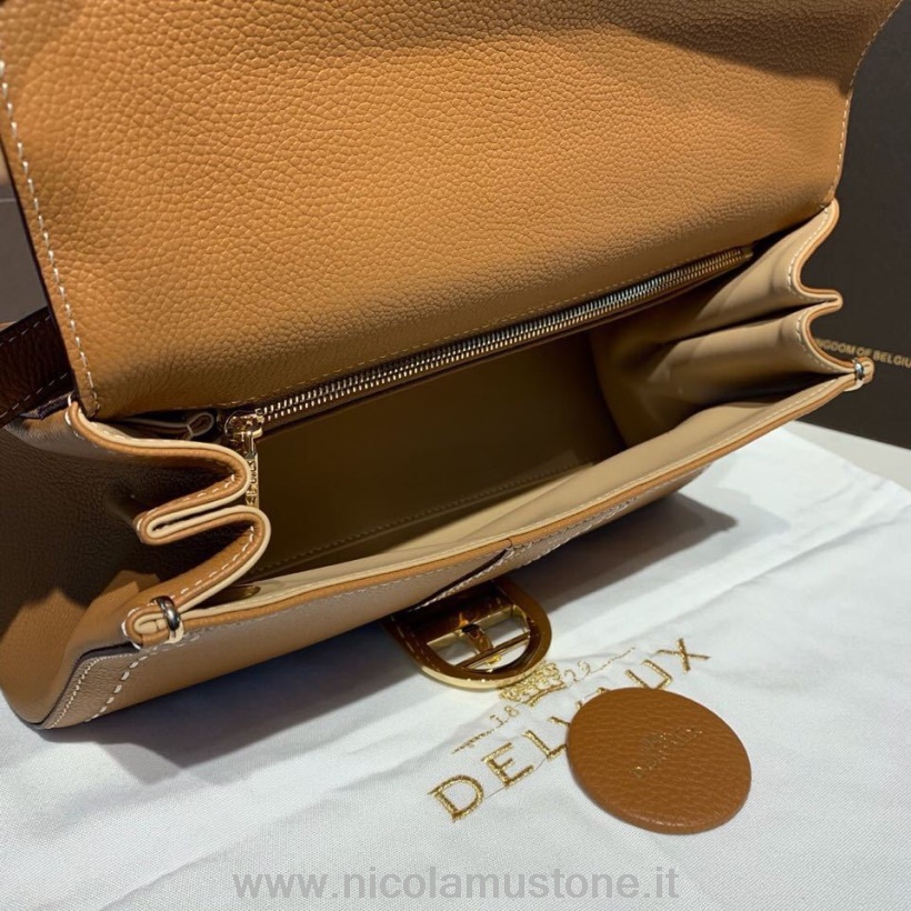 оригинално качество Delvaux Sellier Brillant изток запад капак на чантата 28 см чанта зърнеста телешка кожа златен хардуер колекция есен/зима 2019 тен
